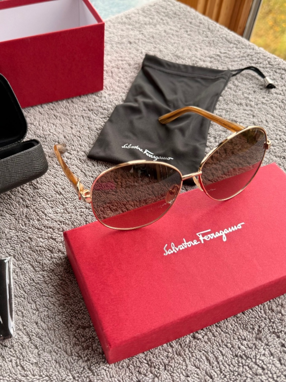 Salvatore Ferragamo SF101S Rose Gold Butterfly Sunglasses / Original Accessories